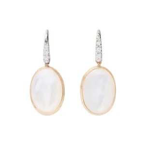 18K Yellow Gold and Mother of Pearl French Hook Earring with Diamond Accent