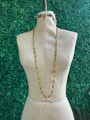 1980s NECKLACE Gold TONE GOLD BIT MESH   BOX Golden