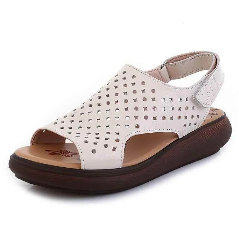 5183 - Women's Leather Low Heel Casual Shoes Sandals
