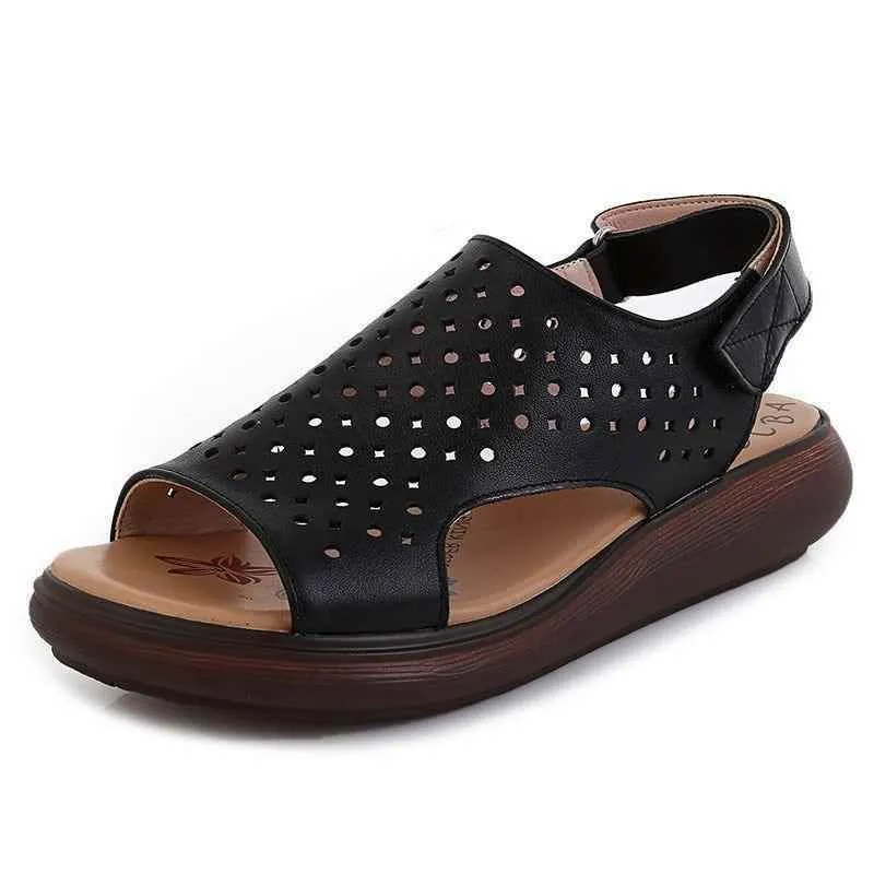 5183 - Women's Leather Low Heel Casual Shoes Sandals