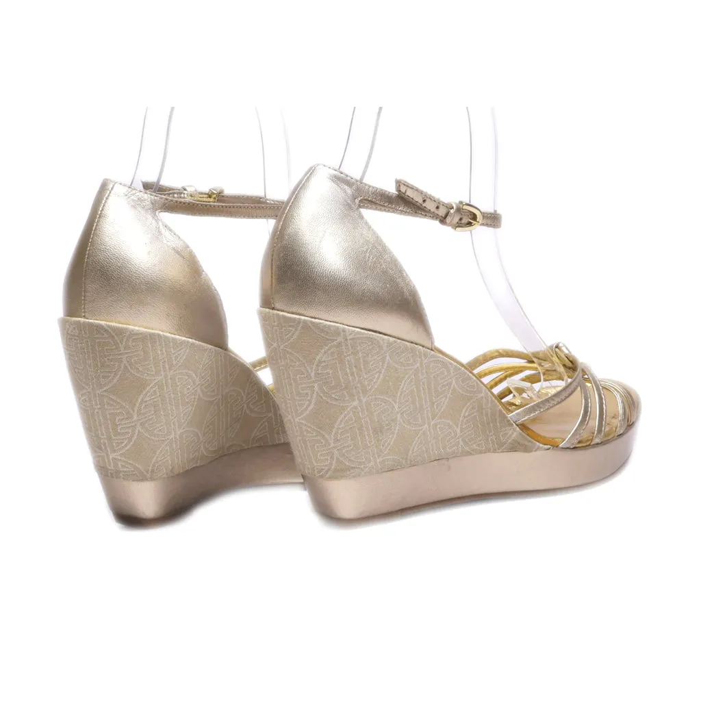 Antonio Melani Skylar Wedge Sandals Leather Gold Colour For Women