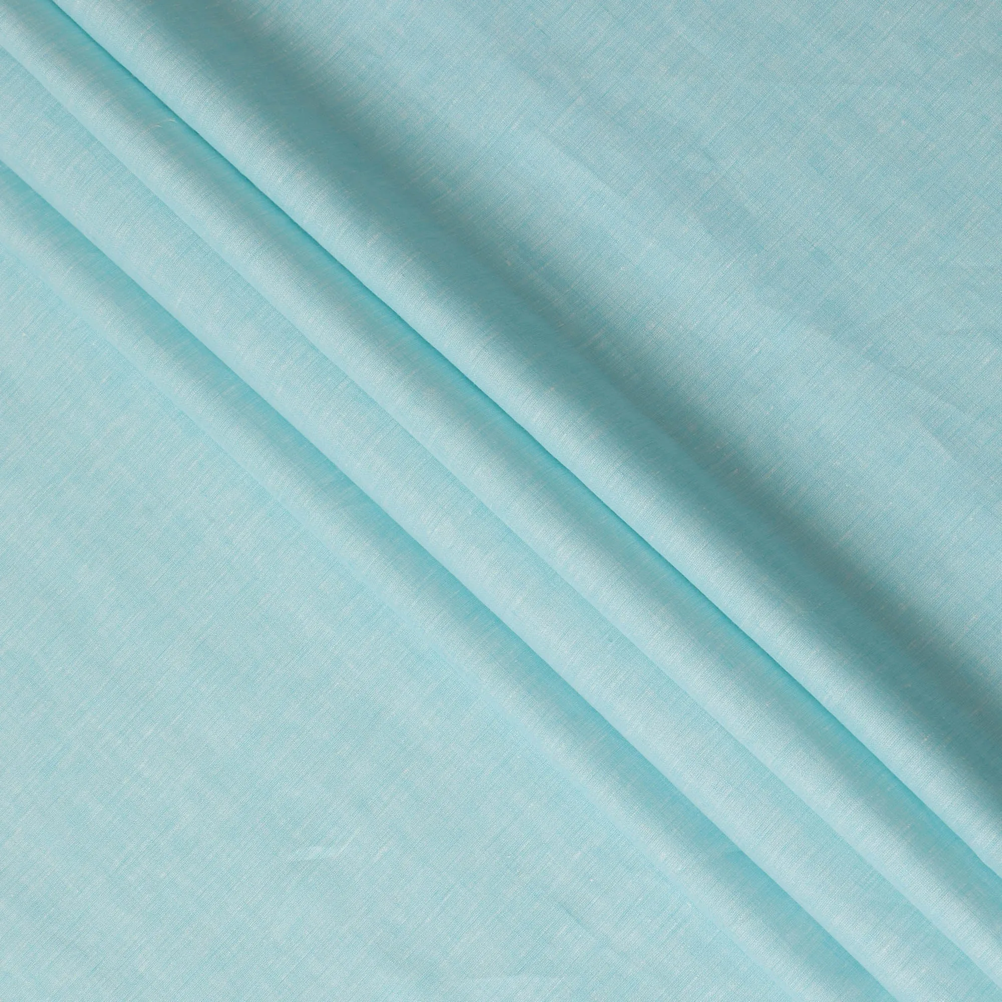 Aqua Blue Plain Premium Pure Linen Fabric - 60 Lea Quality, 140 cm Width-D19931