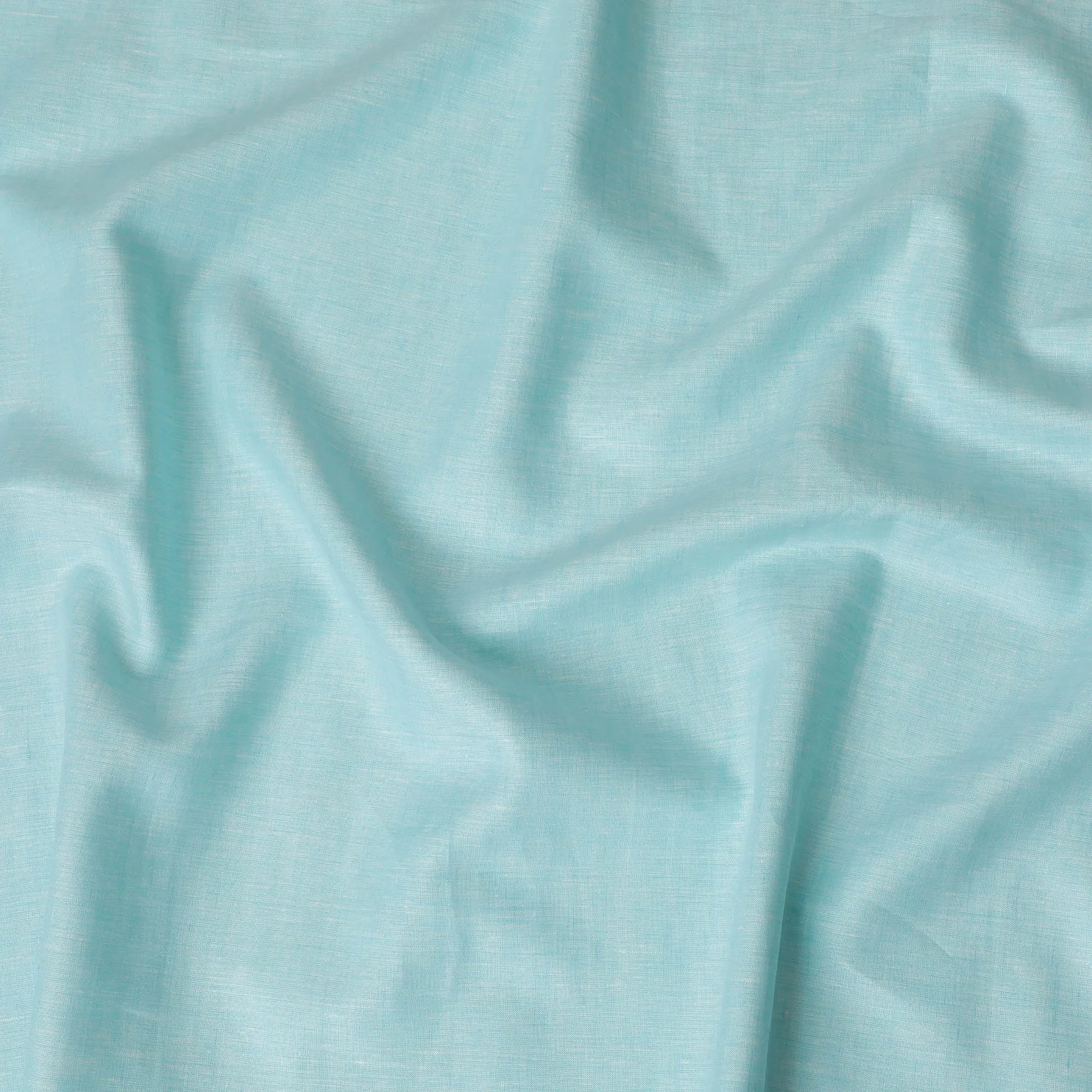 Aqua Blue Plain Premium Pure Linen Fabric - 60 Lea Quality, 140 cm Width-D19931