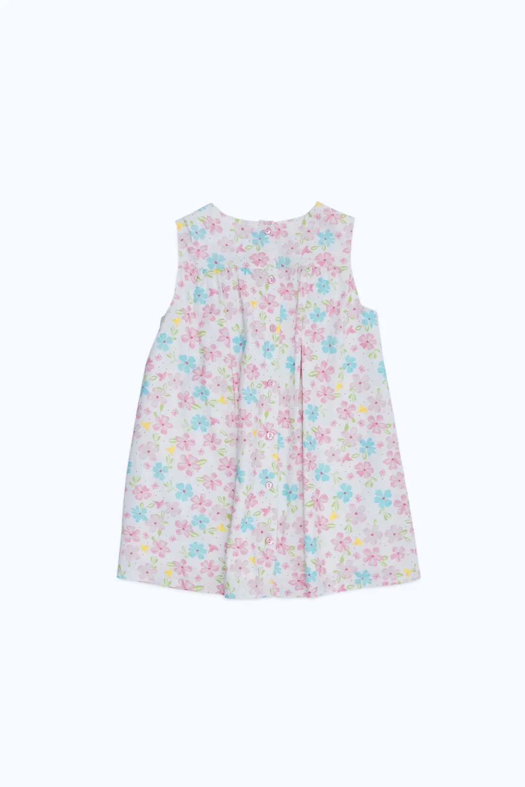 Baby Girls White Floral Printed Dress