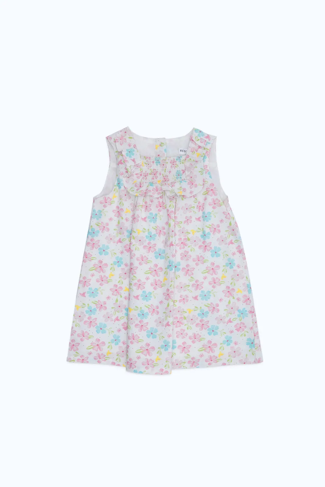 Baby Girls White Floral Printed Dress