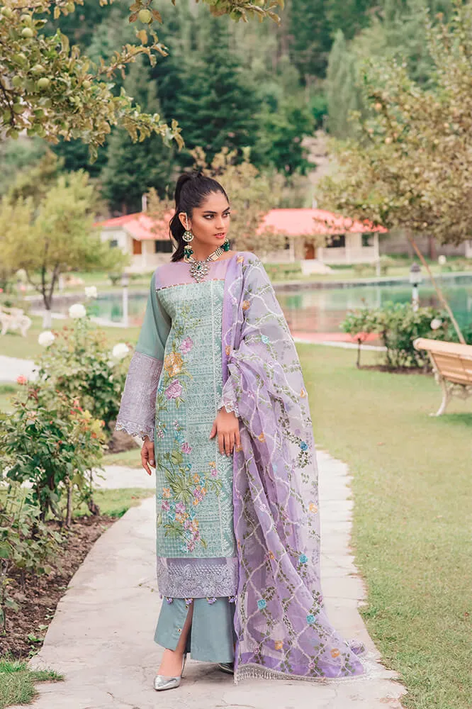 Beautiful Pakistani cotton and organza dress in tiffany blue color # P2373