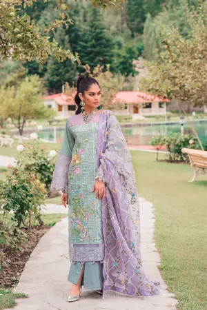 Beautiful Pakistani cotton and organza dress in tiffany blue color # P2373