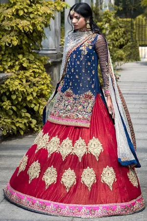 Beautiful Pakistani designer red lehnga choli dress for bridal # B3309