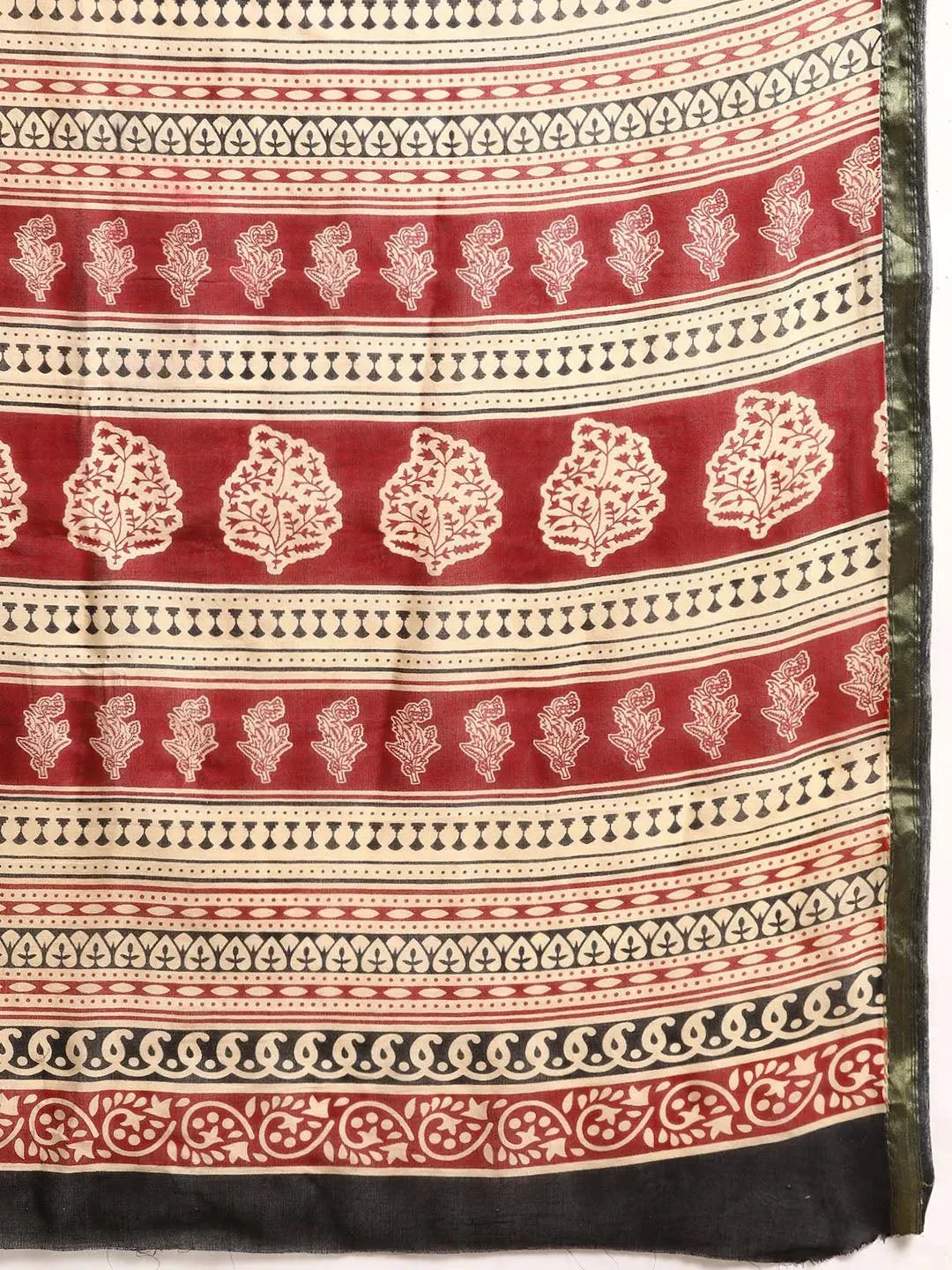 Beige Printed Cotton Saree