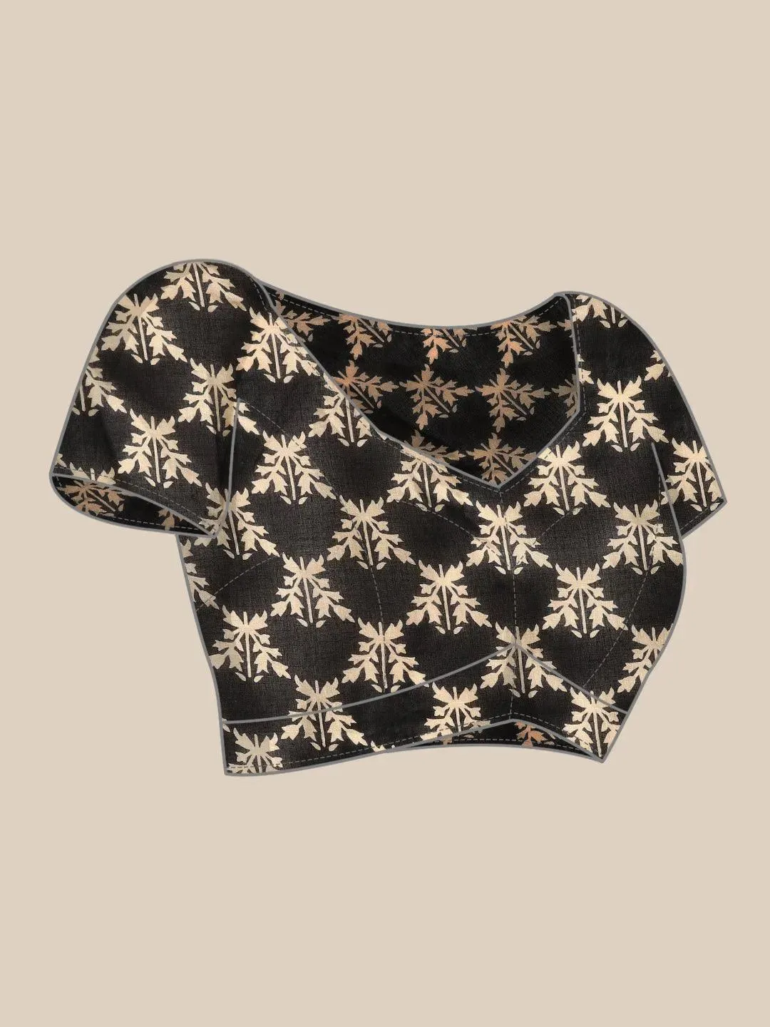 Beige Printed Cotton Saree