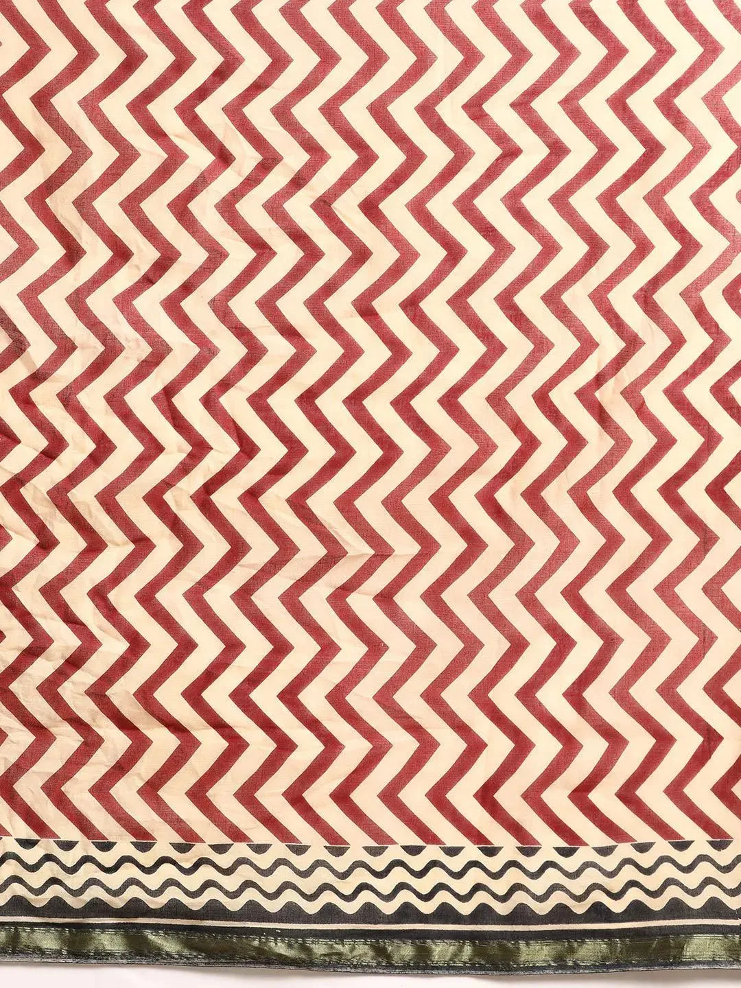Beige Printed Cotton Saree