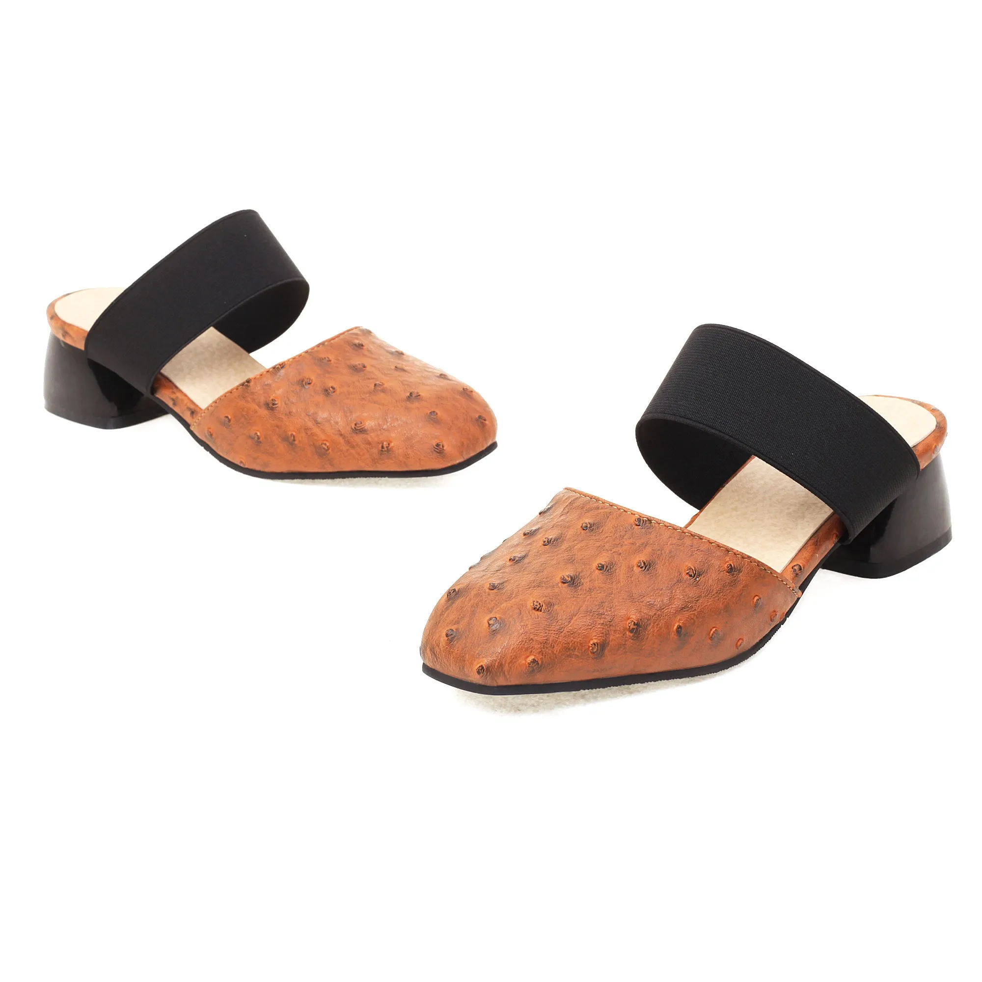 Bigsizeheels Simple Round Toe Flat Sandals - Brown