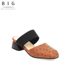 Bigsizeheels Simple Round Toe Flat Sandals - Brown