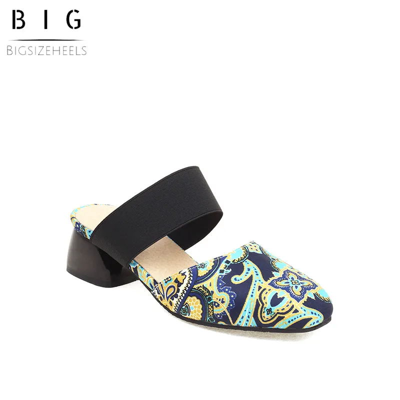 Bigsizeheels Totem Round Toe Flat Sandals - Green
