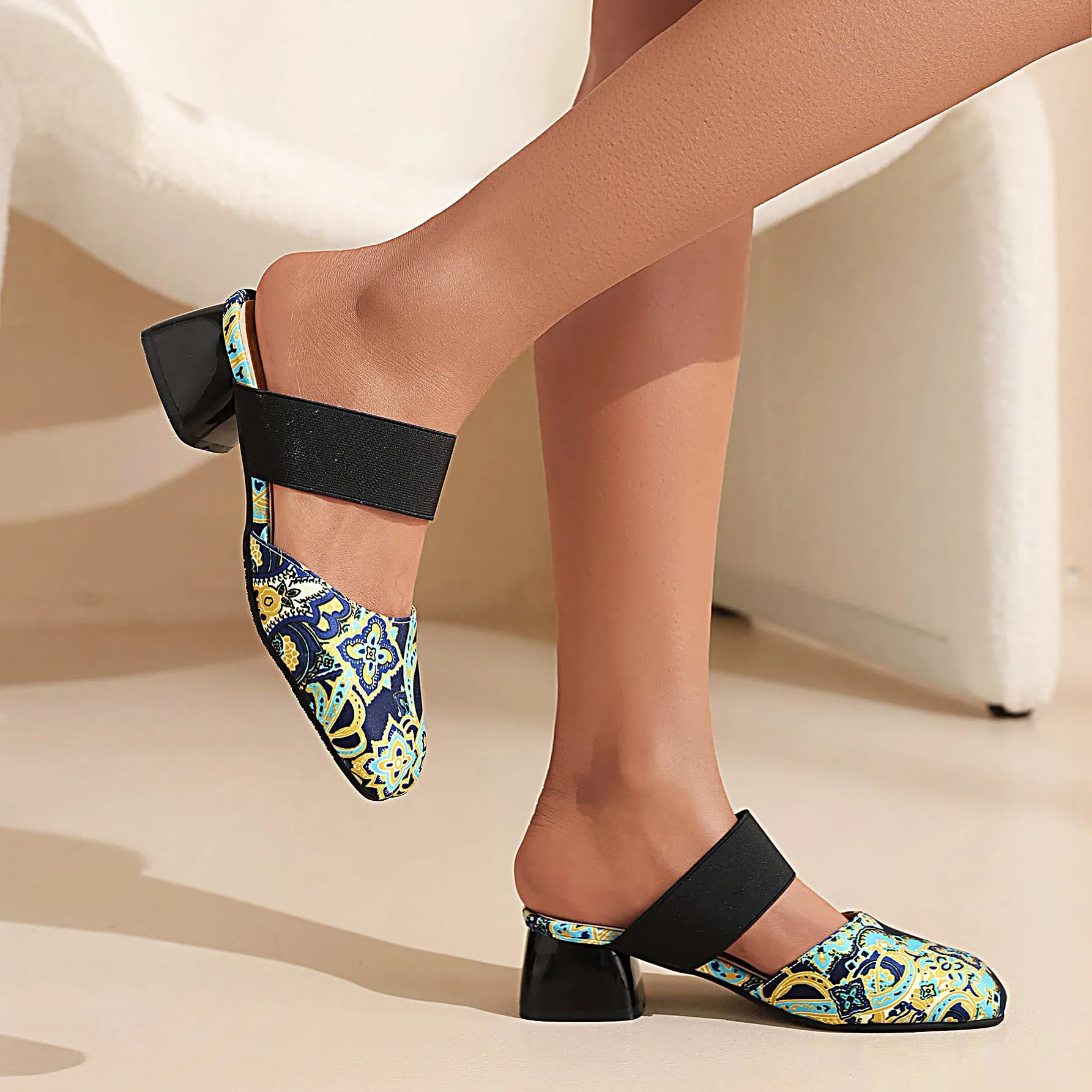 Bigsizeheels Totem Round Toe Flat Sandals - Green