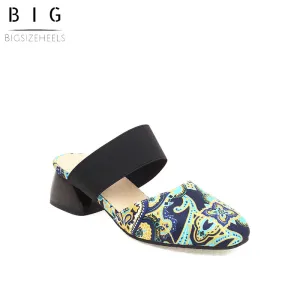 Bigsizeheels Totem Round Toe Flat Sandals - Green