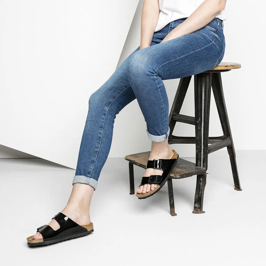 BIRKENSTOCK ARIZONA PATENT BLACK SANDALS