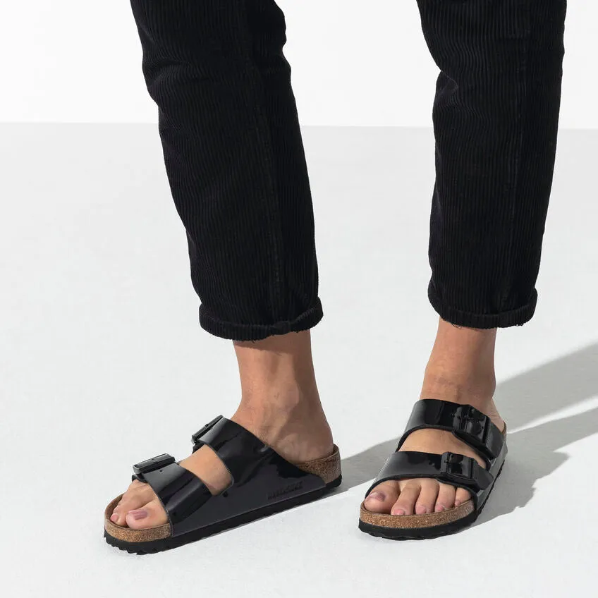 BIRKENSTOCK ARIZONA PATENT BLACK SANDALS