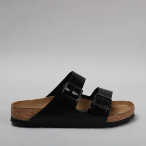 BIRKENSTOCK ARIZONA PATENT BLACK SANDALS