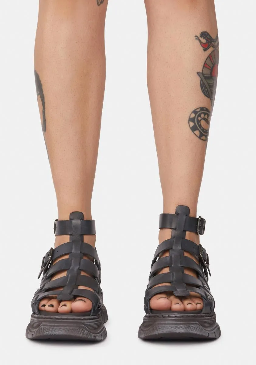 Black Gia Gladiator Sandals