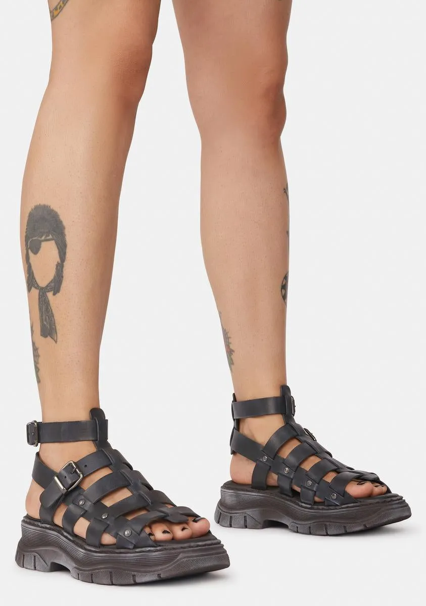 Black Gia Gladiator Sandals