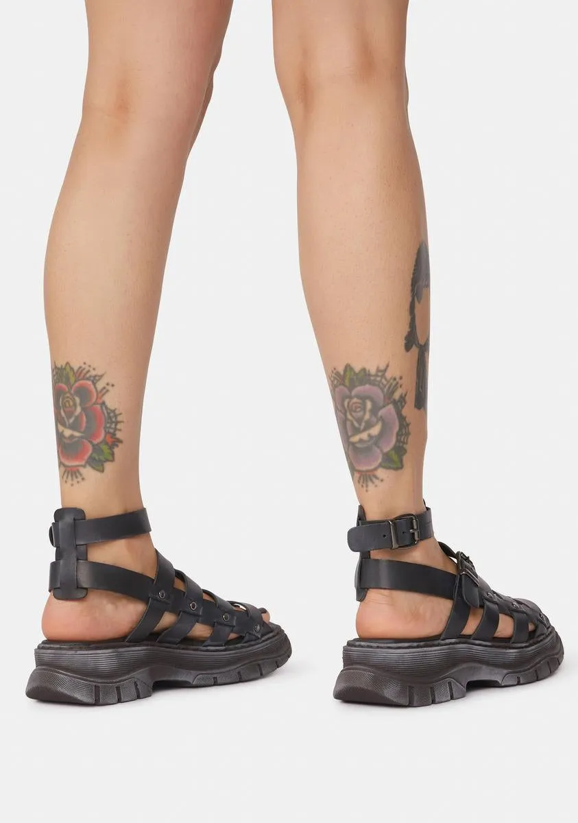 Black Gia Gladiator Sandals