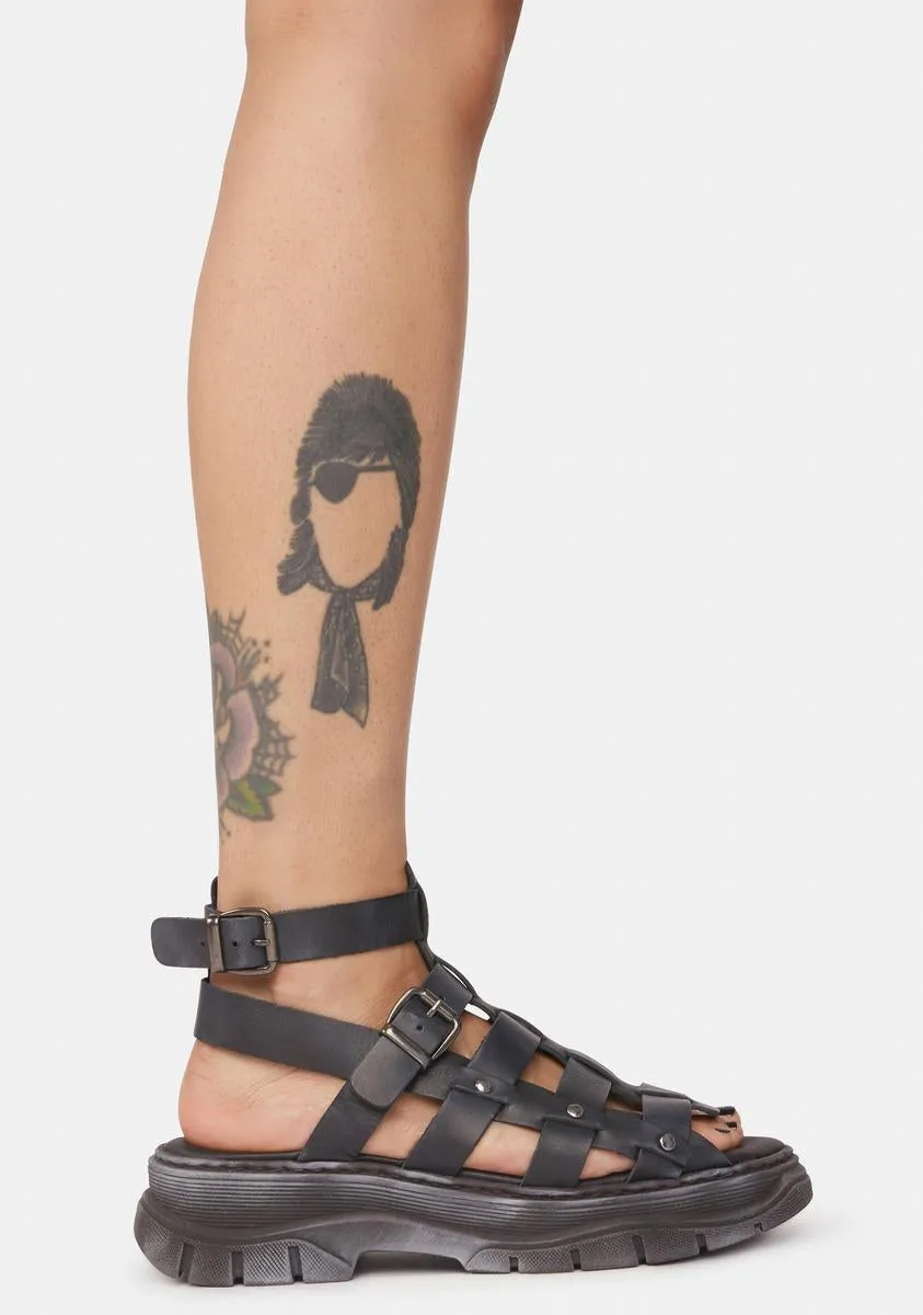 Black Gia Gladiator Sandals