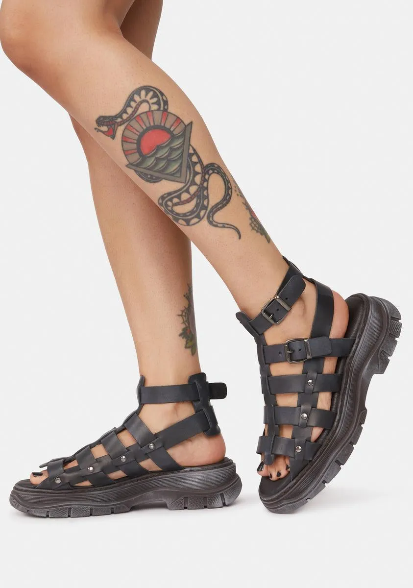 Black Gia Gladiator Sandals