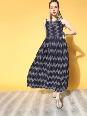 Blue Harmony Geometric Maxi Dress