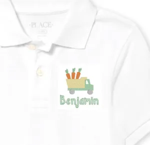 Boys Easter Dump Truck Monogram Polo Design
