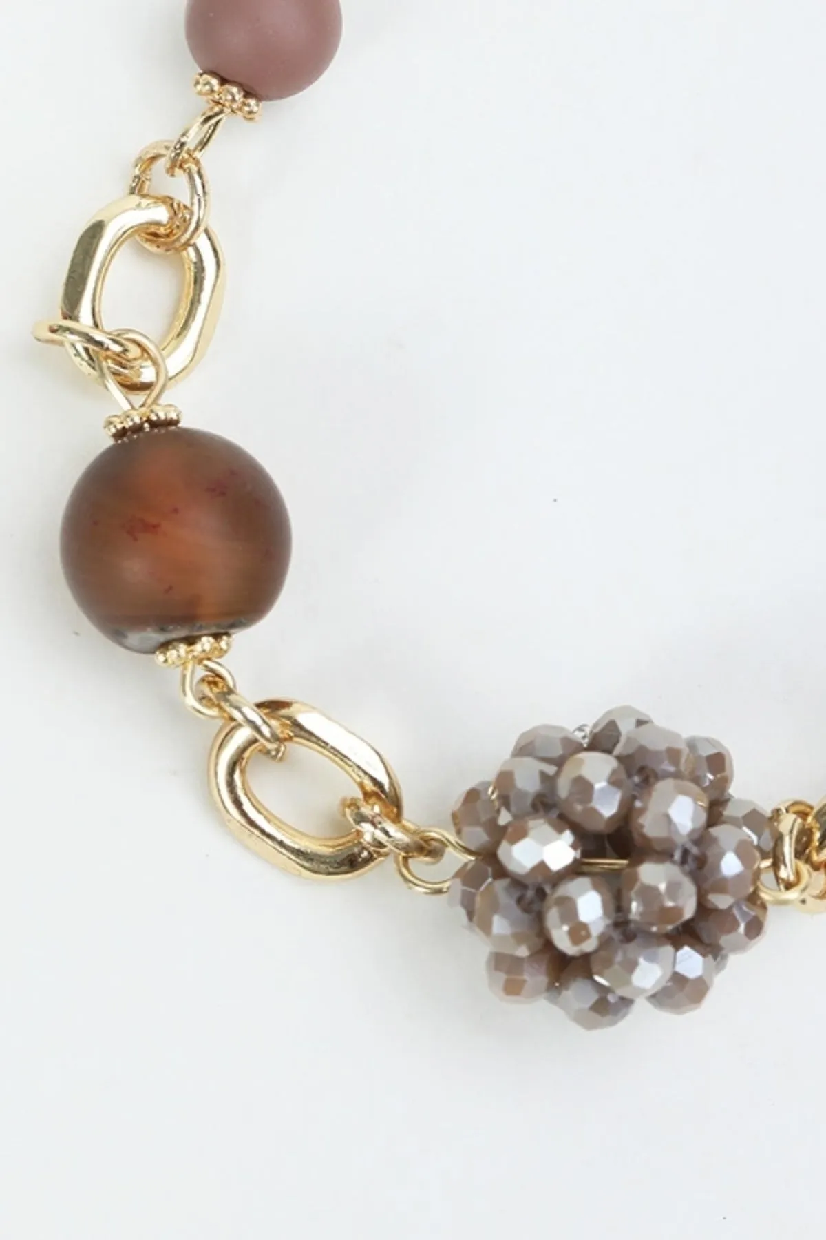 Brown Beaded Link Bracelet