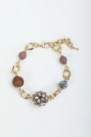Brown Beaded Link Bracelet