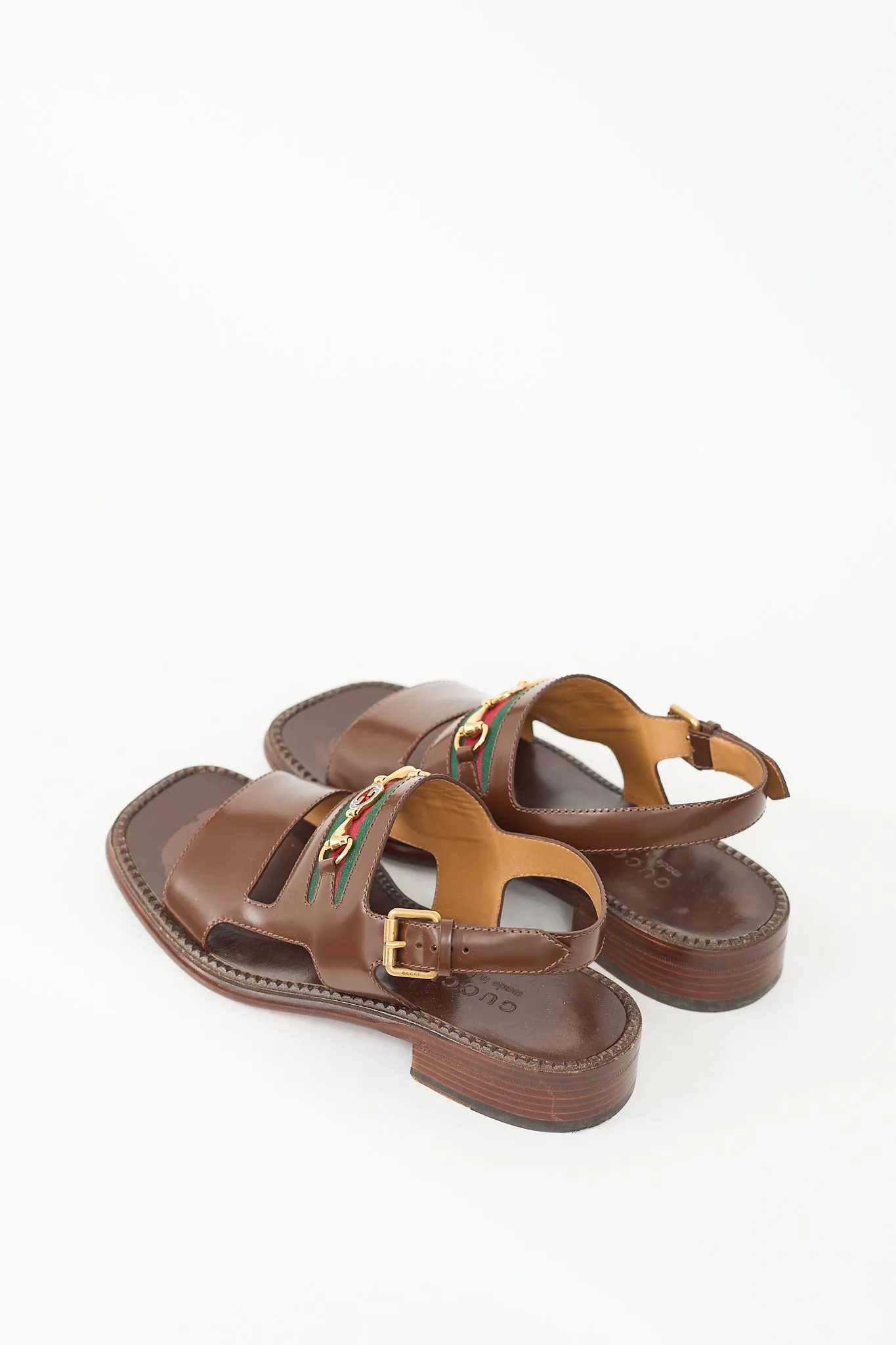 Brown Leather Web Sandal