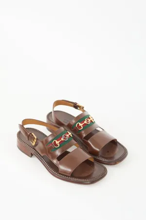 Brown Leather Web Sandal