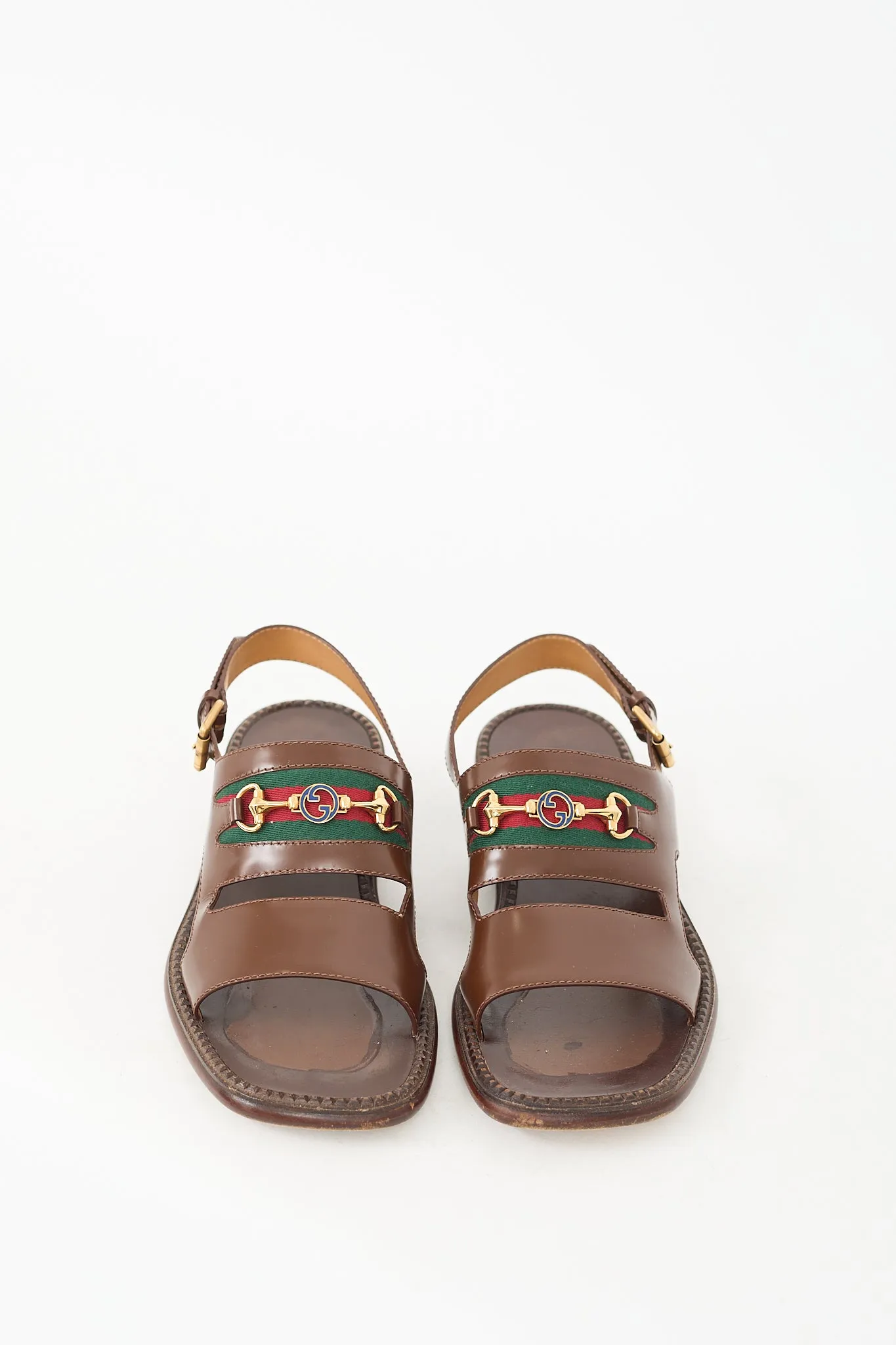 Brown Leather Web Sandal