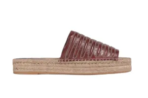 Brunello Cucinelli Leather Brown Detailed Sandal Slides Women's Slippers