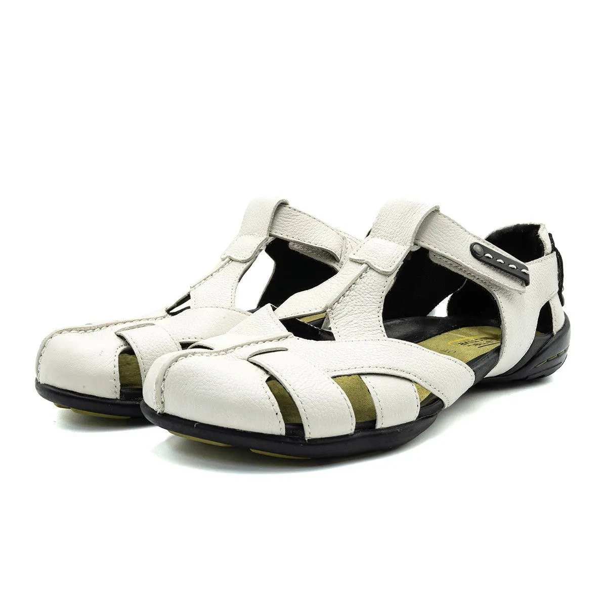 Camel Active Tbar Flat Sandals Leather White Colour For Women