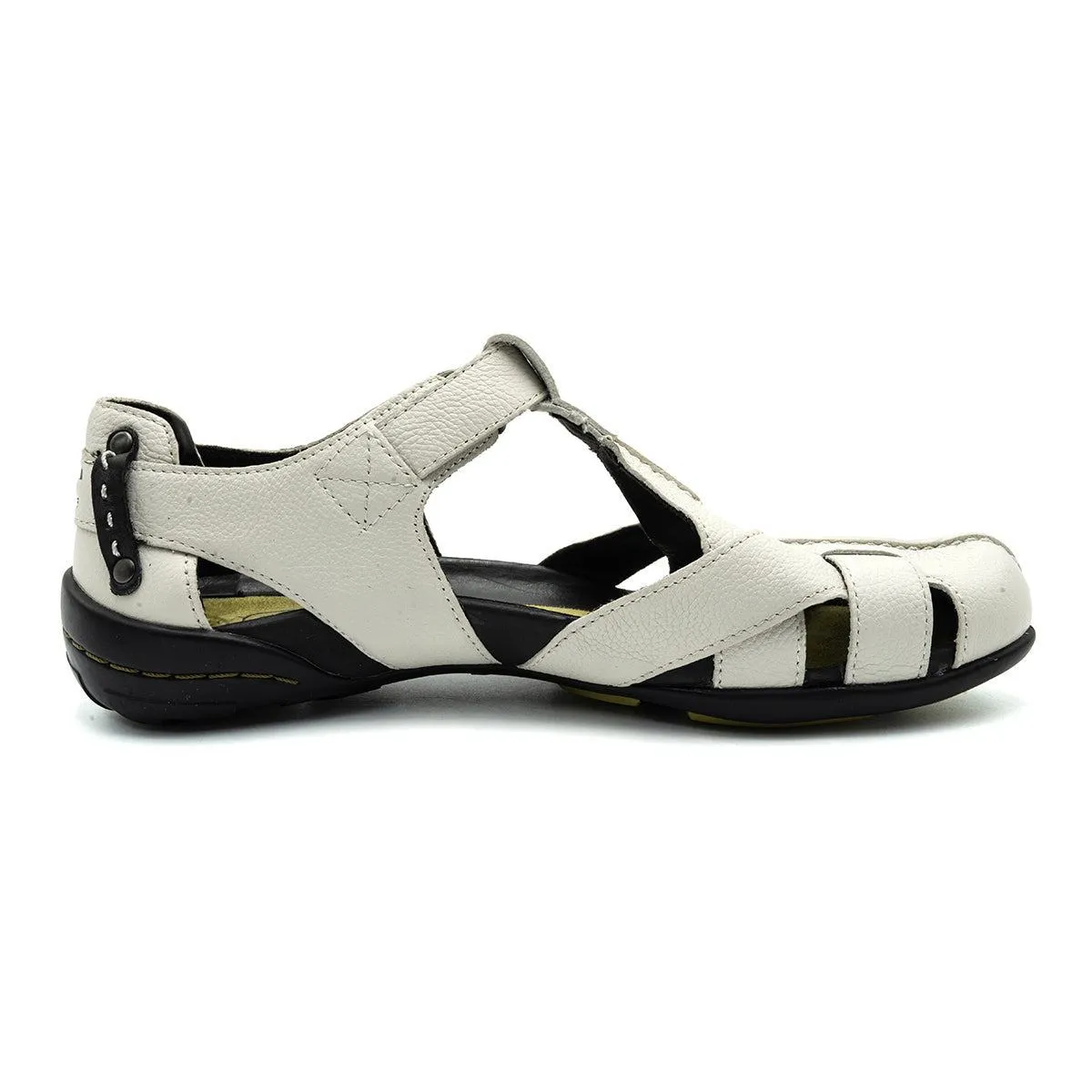 Camel Active Tbar Flat Sandals Leather White Colour For Women