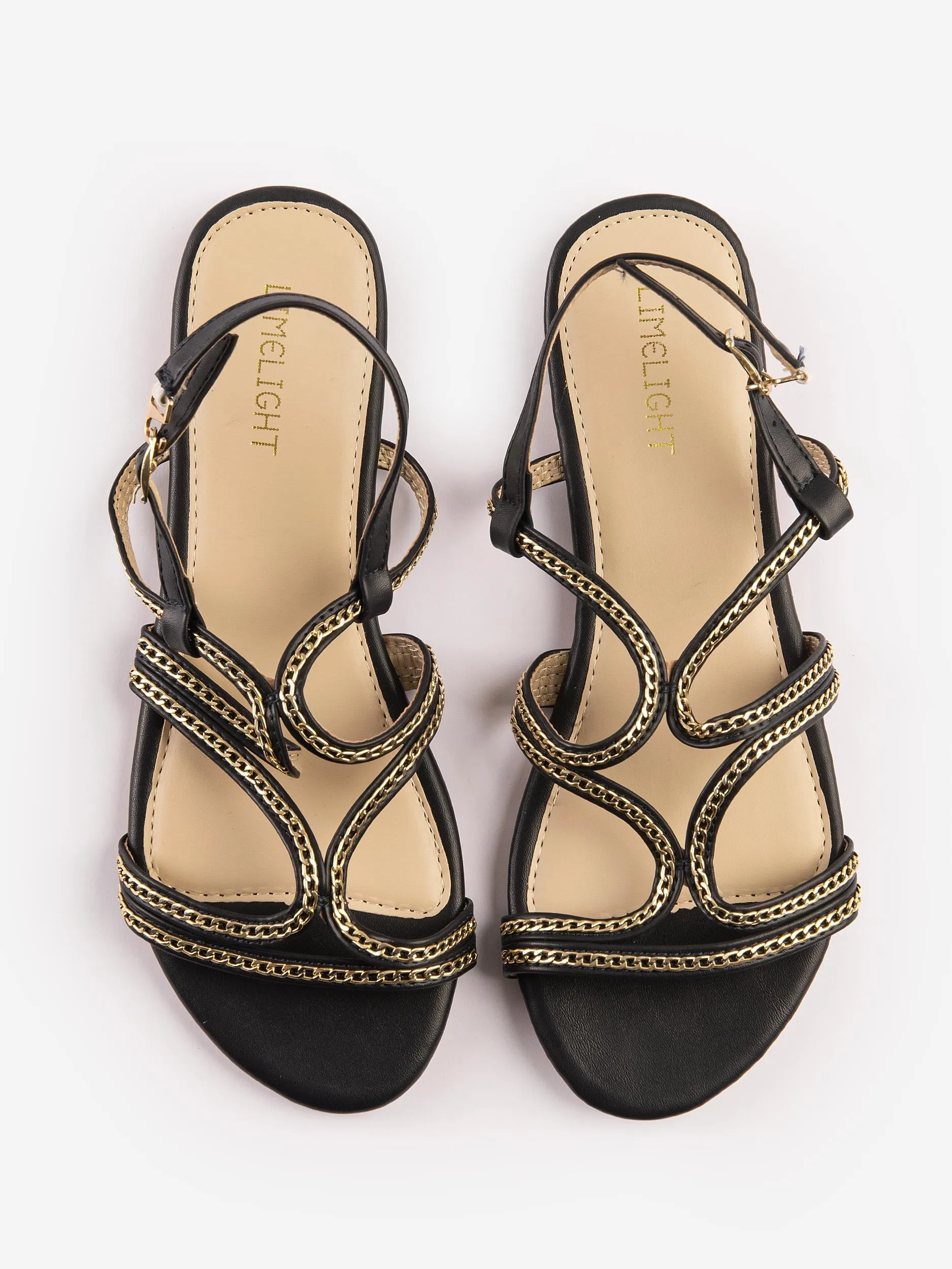 Chain Embellished Strap Sandals