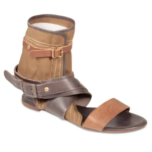 Chloe Gladiator Women's DesignerShoes Multi-Color Canvas / Calf-Skin Leather Sandals (CHL04)