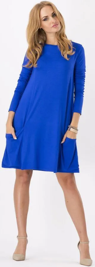 Clearance Fashion Pure Color Scoop Loose Pockets Short Dress