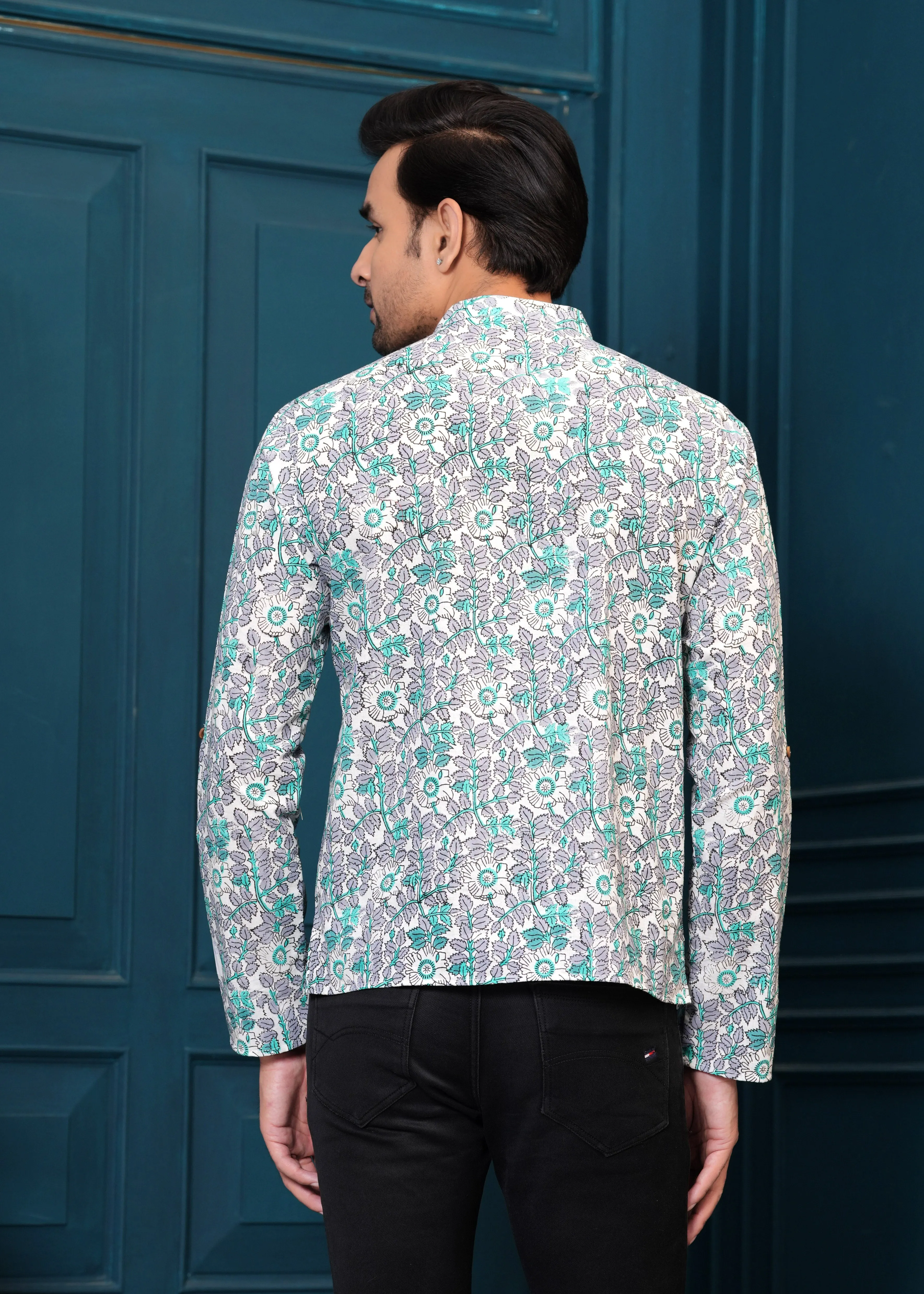 Cotton Grey Printed Kurta