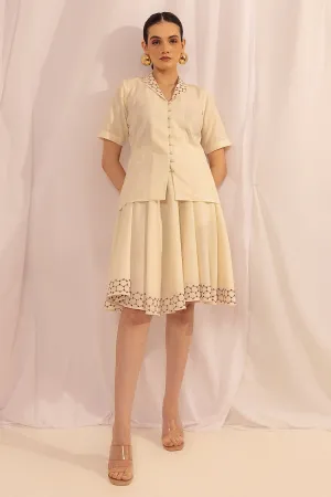 Cotton Off-White Collar Skirt