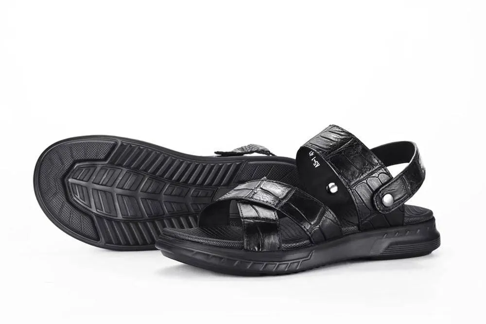Crocodile Shoes Crocodile Leather Sandals Outdoor Beach Shoes Crocodile Leather Flip Flops Non-slip Slides