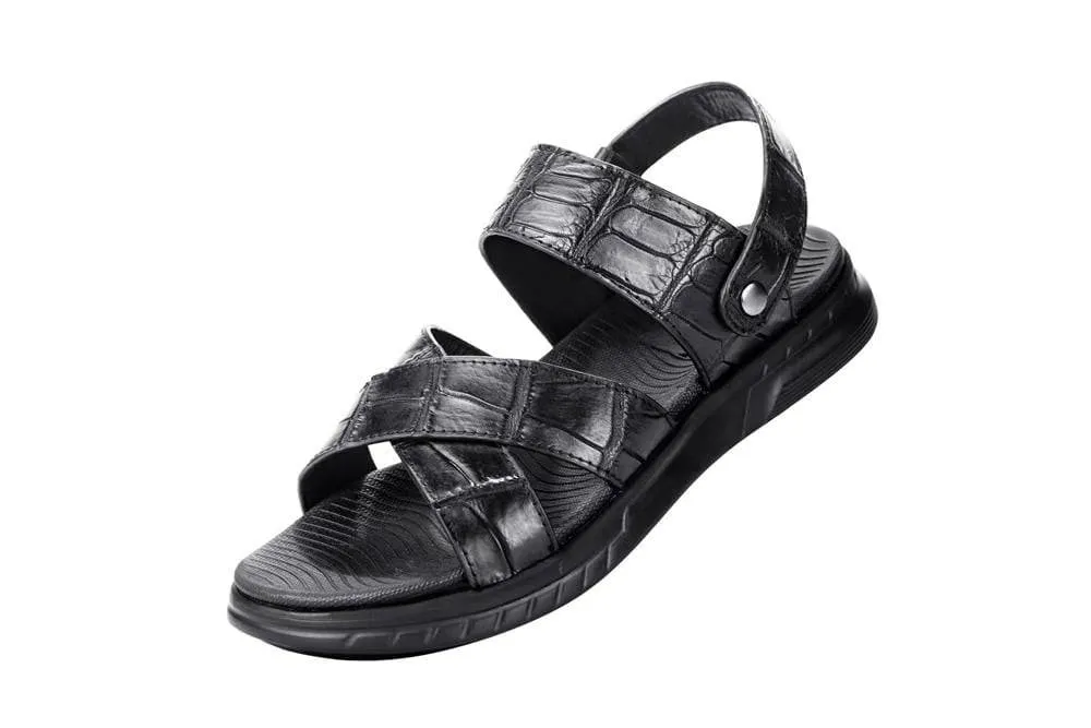 Crocodile Shoes Crocodile Leather Sandals Outdoor Beach Shoes Crocodile Leather Flip Flops Non-slip Slides