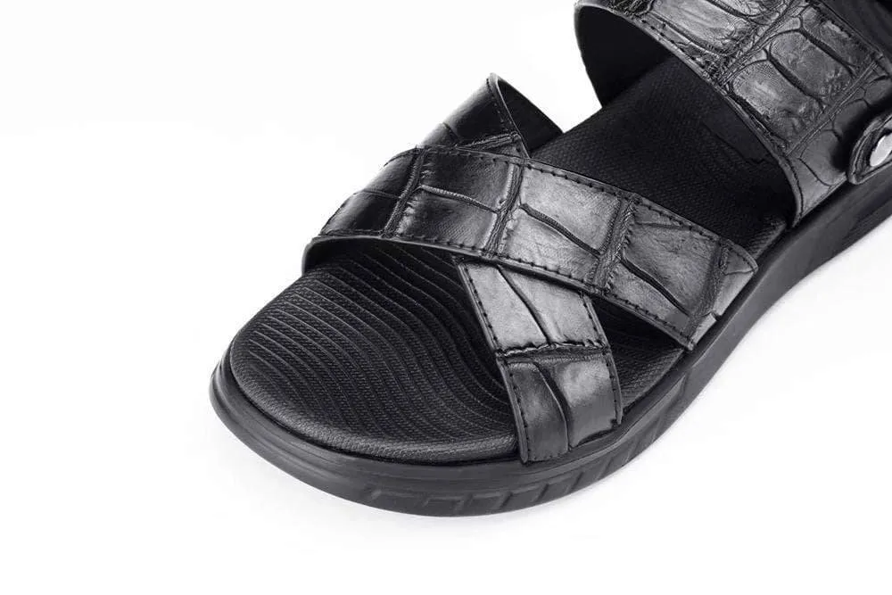 Crocodile Shoes Crocodile Leather Sandals Outdoor Beach Shoes Crocodile Leather Flip Flops Non-slip Slides
