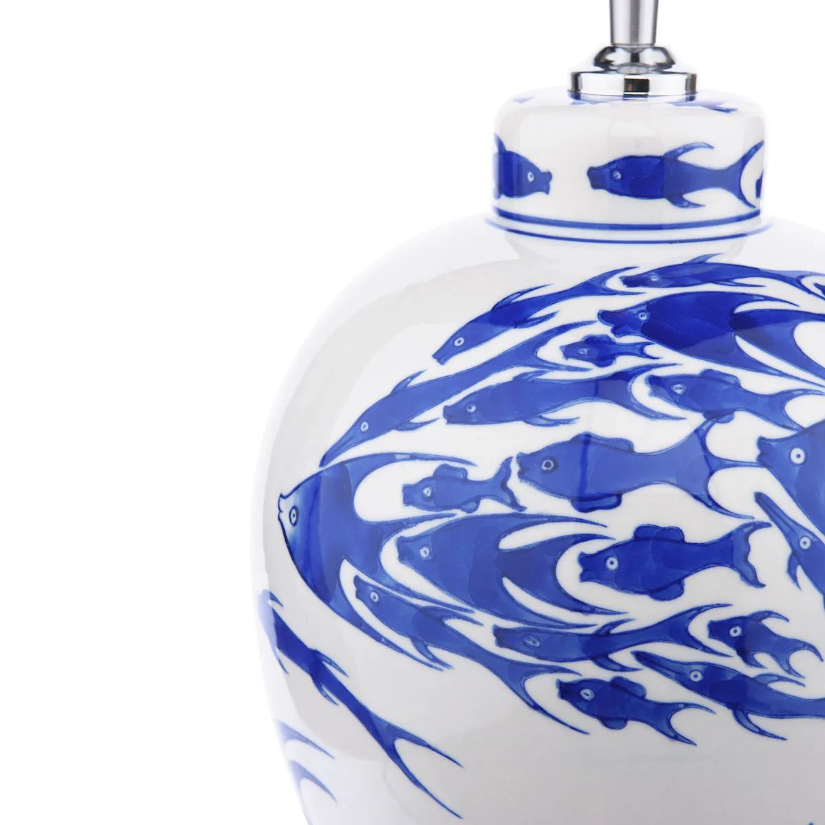 Dar Simone Ceramic Table Lamp Blue & White Fish Pattern Base Only