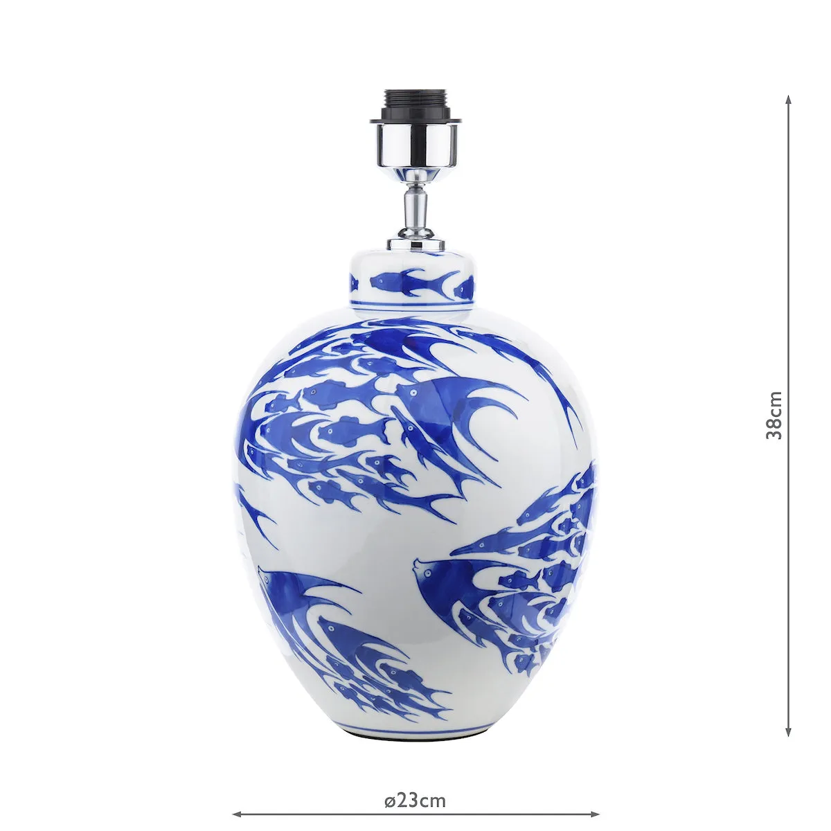 Dar Simone Ceramic Table Lamp Blue & White Fish Pattern Base Only