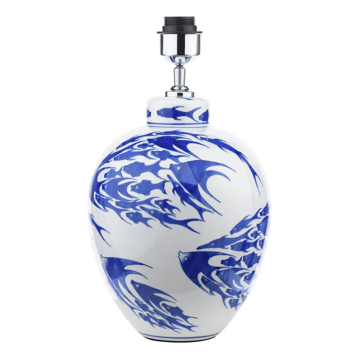 Dar Simone Ceramic Table Lamp Blue & White Fish Pattern Base Only
