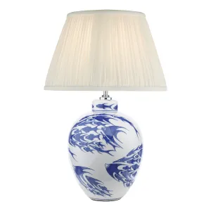 Dar Simone Ceramic Table Lamp Blue & White Fish Pattern Base Only